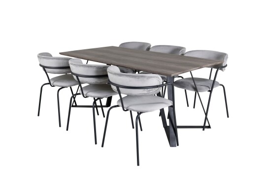 Venture Home Marina Matgruppe 180 cm Rektangulær med 6 Arrow Stoler Sort