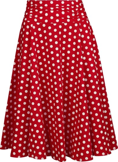 H&R London Rockabilly Middellangt skjørt White Dots Skjørt S til XXL Damer rød