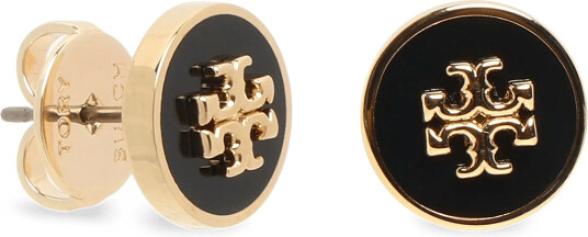 Tory Burch Icon Enamel Stud Earrings Gold ONE SIZE Tory Burch Icon Enamel Stud Earrings Gold ONE SIZE