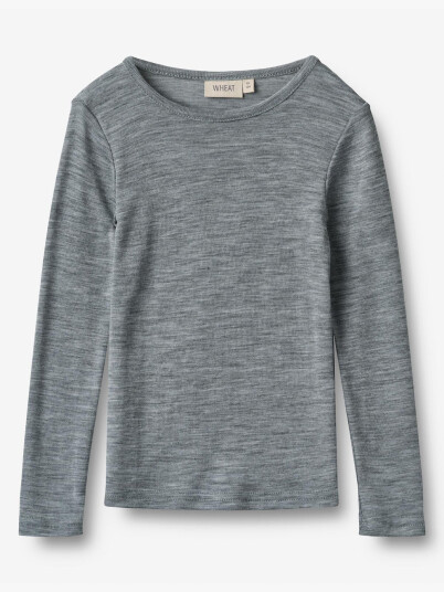 Wheat Wool T-Shirt Long Sleeve Alfie Grå 116 Wheat Wool T-Shirt Long Sleeve Alfie Grå 116