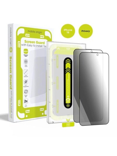 Mobile Origin Screen Guard Privacy with easy applicator   2 pack   iPhone 16