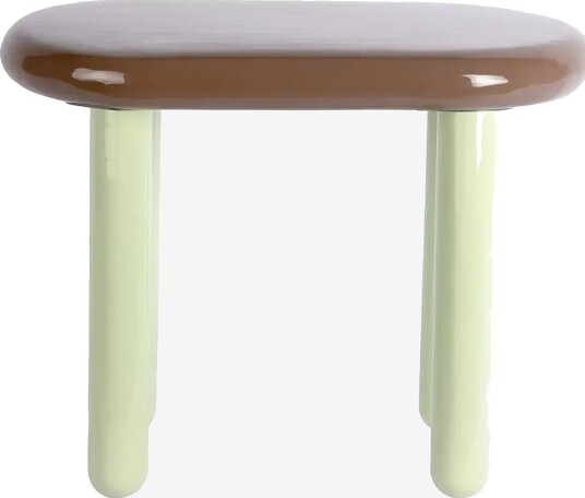 Leitmotiv Side Table Firenze Oval - CHOCOLATE BROWN W. SOFT GREEN - H 42 cm