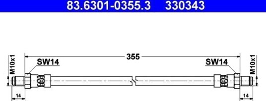 ATE 83.6301 0355.3 Bremseslange ATE 83.6301 0355.3 Bremseslange