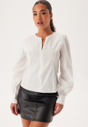 BUBBLEROOM Zip Cotton Blouse White 34