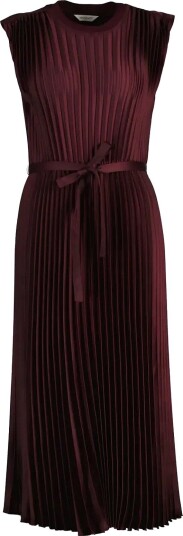 Gant Belted Pleated Dress   DARKENED WINE   S