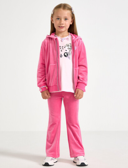 Lindex Solid Flared Leggings In Velour Pink 104