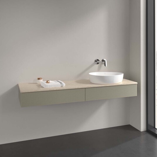 Villeroy & Boch Antao Servantskap med 2 skuffer 160x50x19 cm m/lys Steingrå/Crème