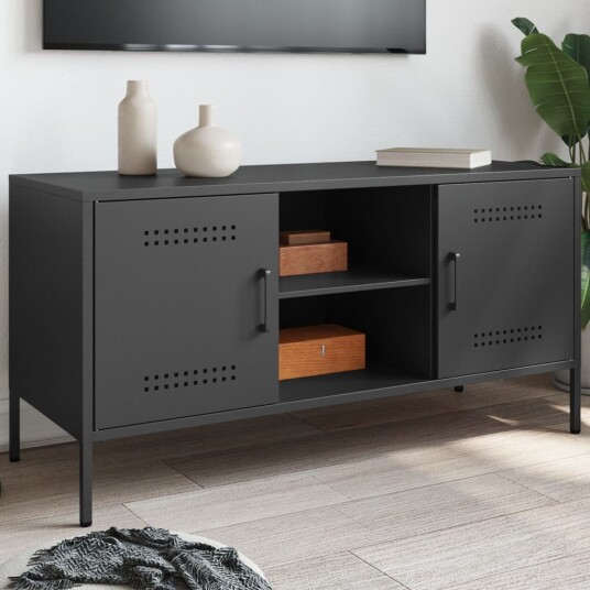 TV-benk svart 100,5x39x50,5 cm stål 842988