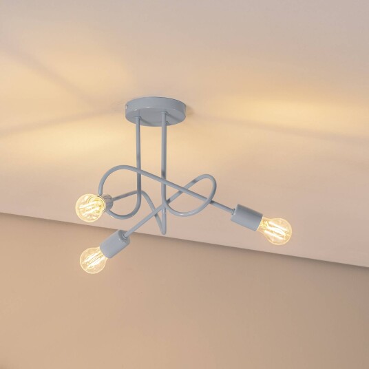HELam Oxford taklampe Ø 44 cm lyseblå metall 3 lyskilder HELam Oxford taklampe Ø 44 cm lyseblå metall 3 lyskilder
