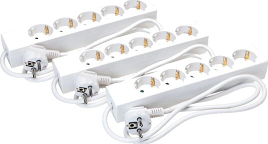 Luxorparts Grenuttak 5-veis 1 m 3-pakning Hvit