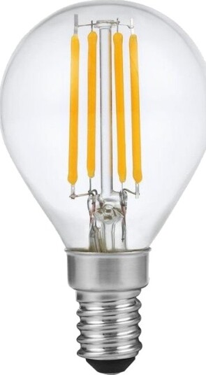 Spl E14 4W dimbar LED kronepære   G45 filament 2500K klart glass   Dimbar : Dimbar Kulør : Ekstra varm