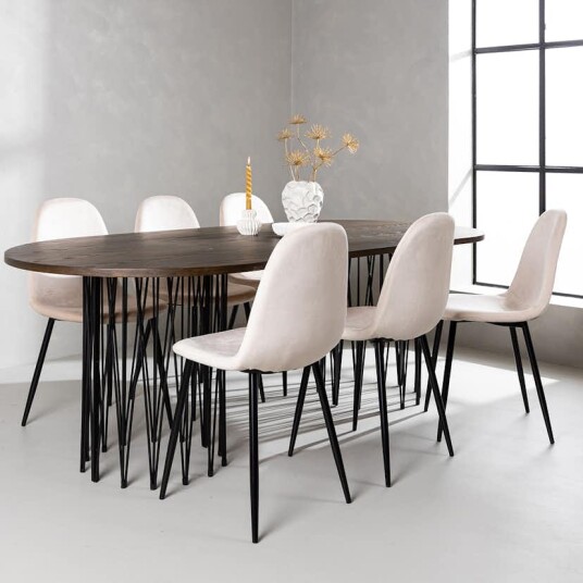 Venture Home Spisegruppe Venture Home Stone med 6 Polar Stoler Fløyel GR22825