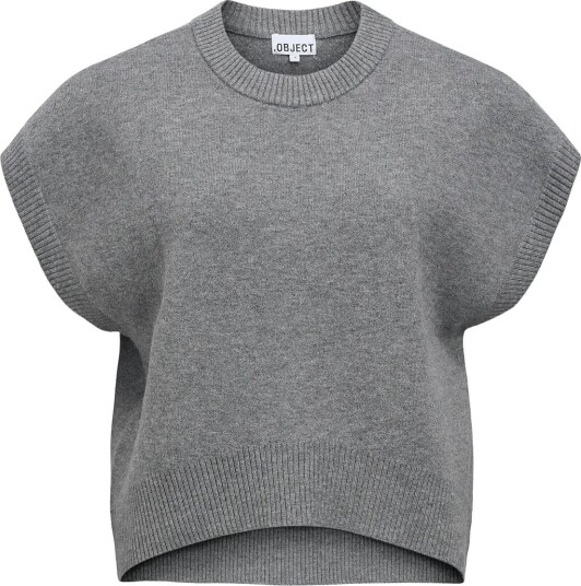 Object Objitone S/L Lo Knit Vest 147 MEDIUM GREY MELANGE L