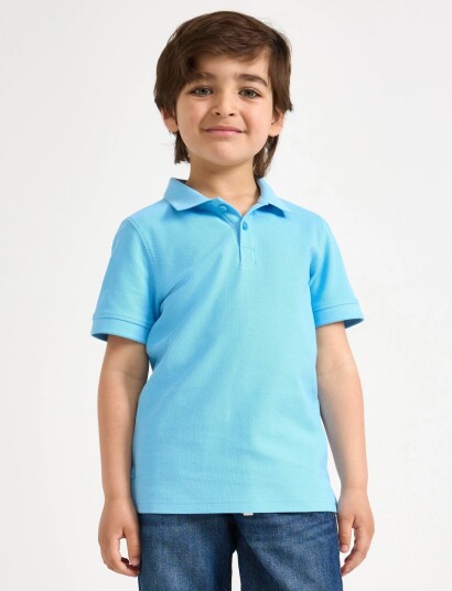 Lindex Short Sleeved Polo Shirt Blue 98/104