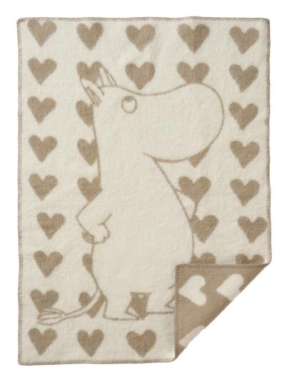 Mummi Ullpledd Heart Taupe 65x90