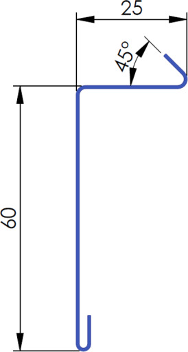 10 stk Løskant på 60x25x1000mm. Svekket for montering.
