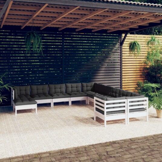  Hagesofagruppe med puter 11 deler hvit heltre furu 3097056