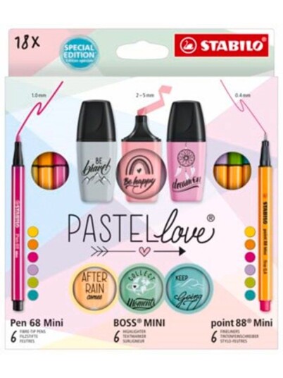 STABILO Pastel Love set of 18 ass. pens STABILO Pastel Love set of 18 ass. pens