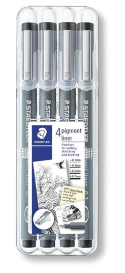Staedtler Fineliner pigment liner Svart 4pcs
