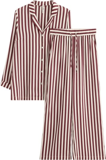 Lindex Pyjama Set In Satin Burgundy S