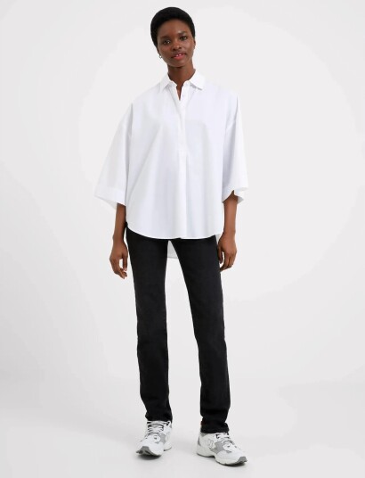 French Connection Rhodes Poplin Ss Popover White L