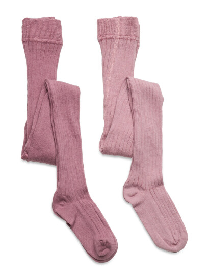 Minymo Stocking - Solid Rib 2-Pack - Multi/patterned - 116\122