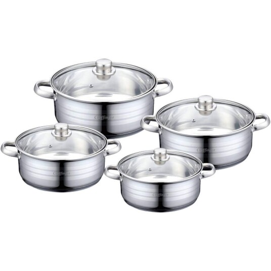 Northix Sett med gryter 8 deler rustfritt stål Northix Sett med gryter 8 deler rustfritt stål