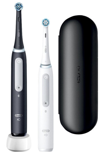 Oral-B iO 4 Elektrisk Tannbørste Duo 2 Stk Sort/Hvit Oppladbar med Bluetooth
