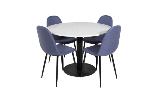 Venture Design Razzia & Polar spisegruppe Hvit/blå 4 st stoler & bord 106 cm