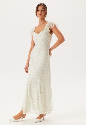 VERO MODA Vmsmilla S/L ANKLE FRILL DRESS Bright White Aop: Airy Blue Jo L