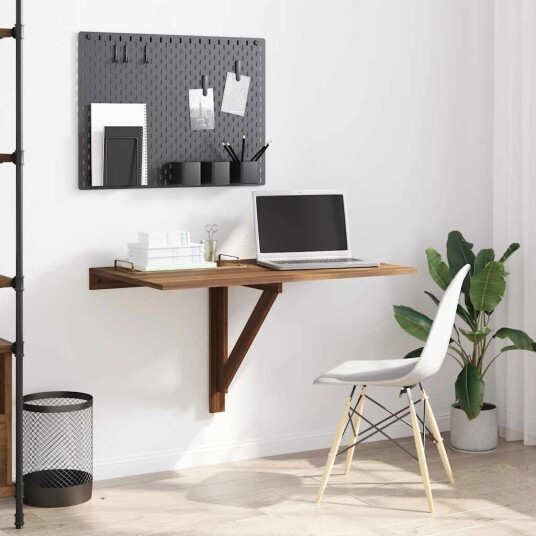 Sammenleggbart veggbord brun eik 100x60x56 cm konstruert tre 342652