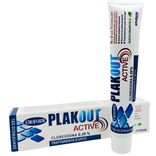 Klorheksedin Tannkrem Gel 0,20 % EMOFORM Plakout Active Shock Treatment 75 ml.
