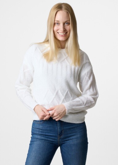Seaside Key West Knitted Sweater W White 46 Strikket