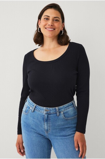 Ellos Plus collection Topp med lange ermer Svart