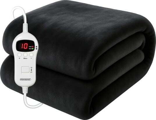 Elektrisk teppe antrasitt fleece 180x130cm dobbel størrelse