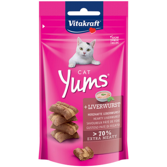 Vitakraft Cat-Yums Leverpølse Snack 9 x 40 g - Belønningsgodbiter for Katter