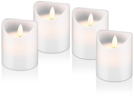 Goobay 4-pack LED-ljus av äkta vax, vit med timerfunktion och pendelveke, batteridriven, varmvitt (2700 K)