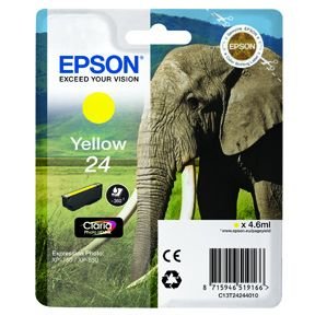 Epson 24 T2424 Y blekkpatron - C13T24244010 Original - Gul 4,5 ml Epson 24 T2424 Y blekkpatron - C13T24244010 Original - Gul 4,5 ml