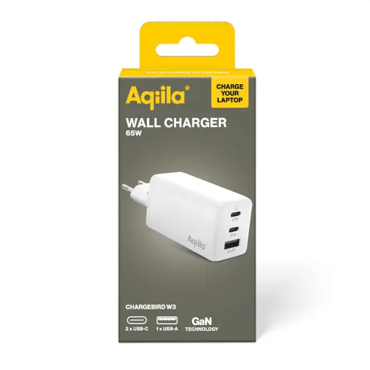 Aqiila Chargebird W3 2xUSB C 1x USB A + PD Vegglader Aqiila Chargebird W3 2xUSB C 1x USB A + PD Vegglader
