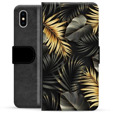 iPhone X / iPhone XS Premium Lommebok-deksel Gulde Blader