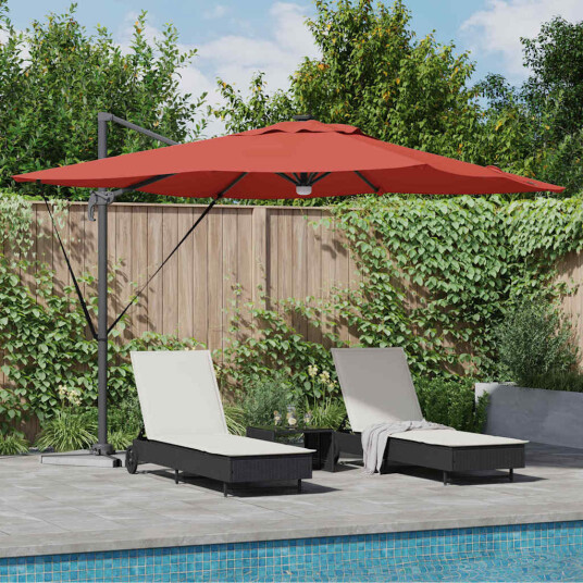 Cantilever Roma Parasol med LED lamper Terrakotta 286x285x270 cm Aluminium