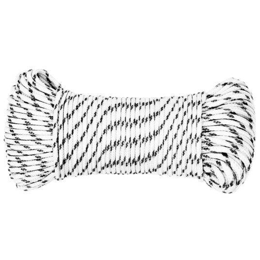  Flettet båttau hvit 4 mm x 25 m polyester