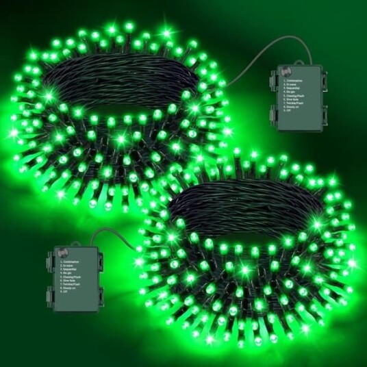 Halloween LED-Lysslynger Grønn 5 m 100 LED 2 stk