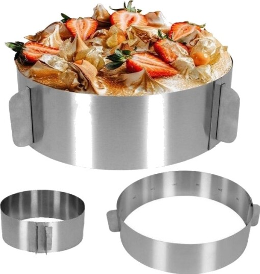 La Cucina Justerbar Rund Form Til Kaker Uttrekkbar Ring I Stål 16–30 Cm