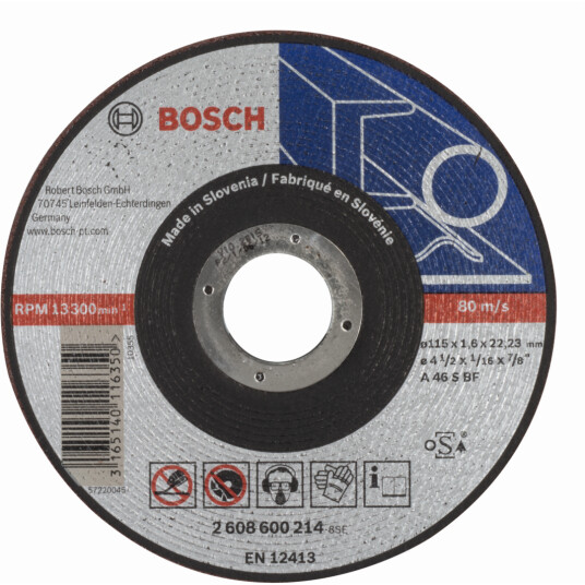 BOSCH KAPPESKIVE RETT MET. K46 Ø115X22.2X1.6 BOSCH KAPPESKIVE RETT MET. K46 Ø115X22.2X1.6