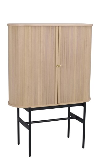 Rowico Home Haddington kabinett Hvitpigmentert eik/svart metall 102 x 42 cm Hvit