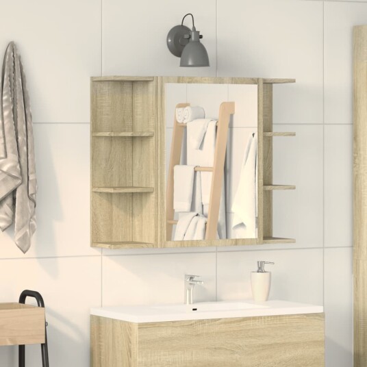 Speilskap til baderom sonoma eik 80x20,5x64 cm sponplate Speilskap til baderom sonoma eik 80x20,5x64 cm sponplate