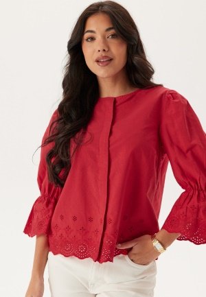 Happy Holly Broderie Anglaise Blouse Red 32/34