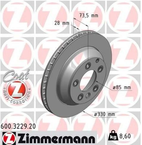 Bremseskive ZIMMERMANN 600.3229.20 Bremseskive ZIMMERMANN 600.3229.20