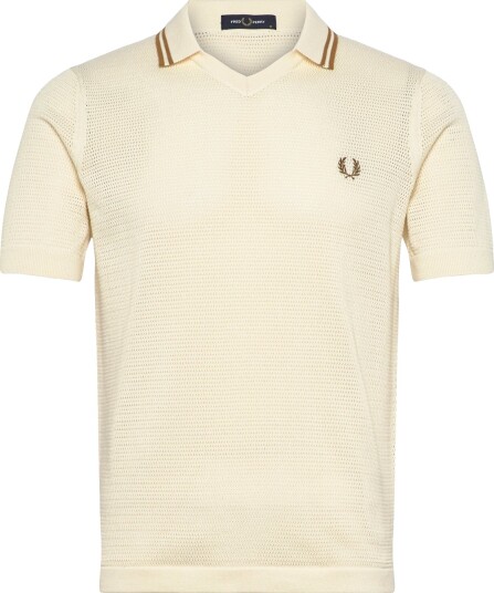 Fred Perry Pointelle Knitted Shirt Cream M Fred Perry Pointelle Knitted Shirt Cream M